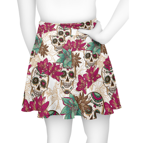 Sugar Skulls & Flowers Skater Skirt - Back