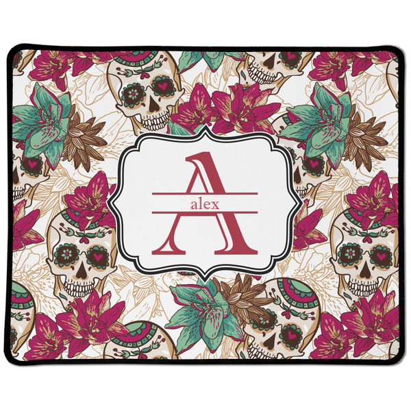 Custom Sugar Skulls & Flowers Large Gaming Mouse Pad - 12.5" x 10" (Personalized)