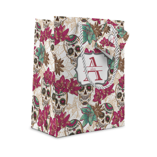 Custom Sugar Skulls & Flowers Small Gift Bag (Personalized)