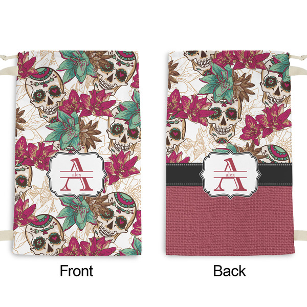 Sugar Skulls & Flowers Small Laundry Bag - Front & Back View