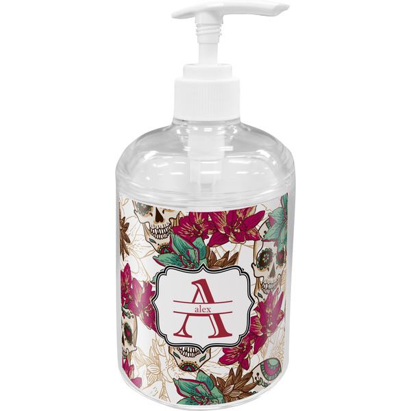 Custom Sugar Skulls & Flowers Acrylic Soap & Lotion Bottle (Personalized)