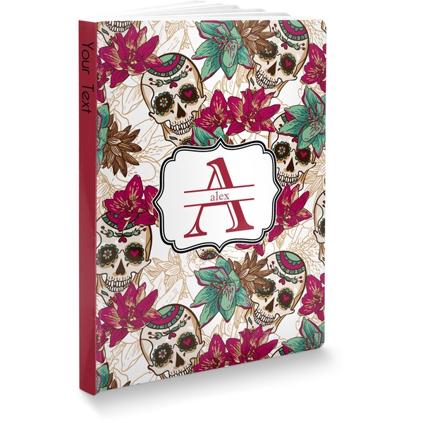 Custom Sugar Skulls & Flowers Softbound Notebook - 5.75" x 8" (Personalized)