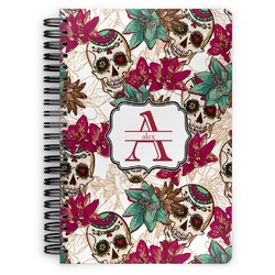 Sugar Skulls & Flowers Spiral Notebook - 7x10 w/ Name and Initial