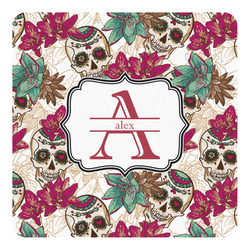 Sugar Skulls & Flowers Square Decal (Personalized)