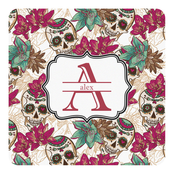 Custom Sugar Skulls & Flowers Square Decal - Small (Personalized)
