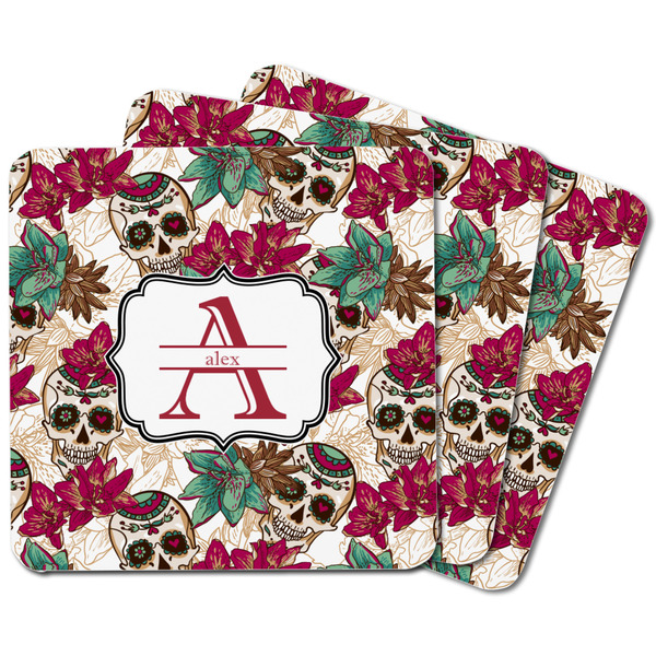 Sugar Skulls & Flowers Square Fridge Magnet - MAIN