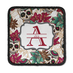 Sugar Skulls & Flowers Iron On Square Patch w/ Name and Initial