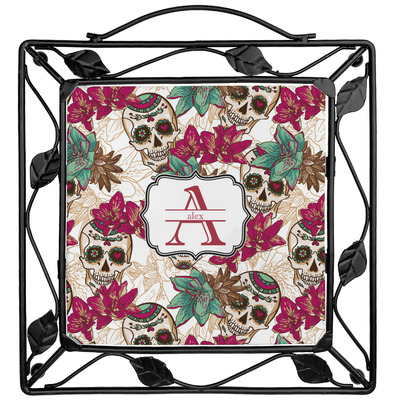 Sugar Skulls & Flowers Square Trivet (Personalized)