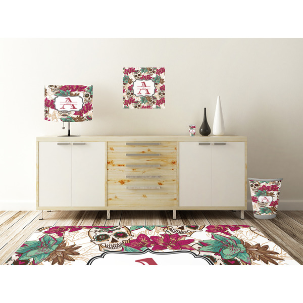 Sugar Skulls & Flowers Square Wall Decal Wooden Desk