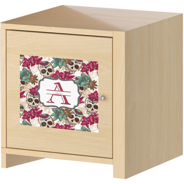 Sugar Skulls & Flowers Square Wall Decal on Wooden Cabinet