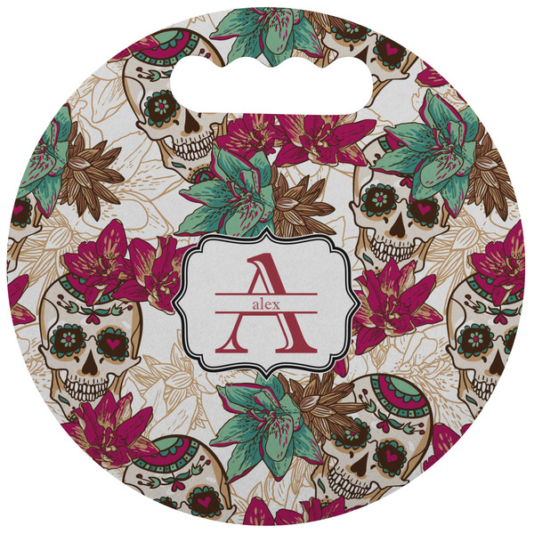Custom Sugar Skulls & Flowers Stadium Cushion (Round) (Personalized)