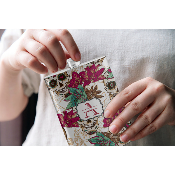 Sugar Skulls & Flowers Stainless Steel Flask - LIFESTYLE 1