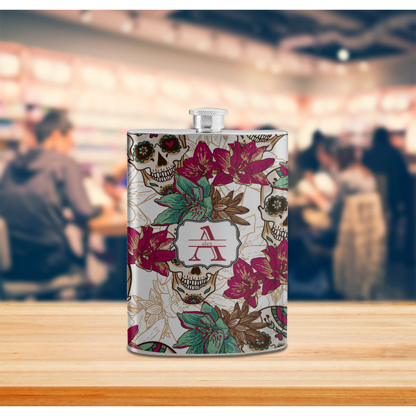 Sugar Skulls & Flowers Stainless Steel Flask - LIFESTYLE 2