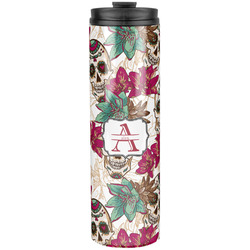 Sugar Skulls & Flowers Stainless Steel Skinny Tumbler - 20 oz (Personalized)
