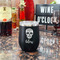 Sugar Skulls & Flowers Stainless Wine Tumblers - Black - Double Sided - In Context