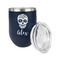 Sugar Skulls & Flowers Stainless Wine Tumblers - Navy - Double Sided - Alt View