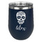 Sugar Skulls & Flowers Stainless Wine Tumblers - Navy - Double Sided - Front