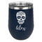 Sugar Skulls & Flowers Stemless Stainless Steel Wine Tumbler - Navy - Double Sided (Personalized)