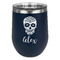 Sugar Skulls & Flowers Stemless Stainless Steel Wine Tumbler - Navy - Single Sided (Personalized)