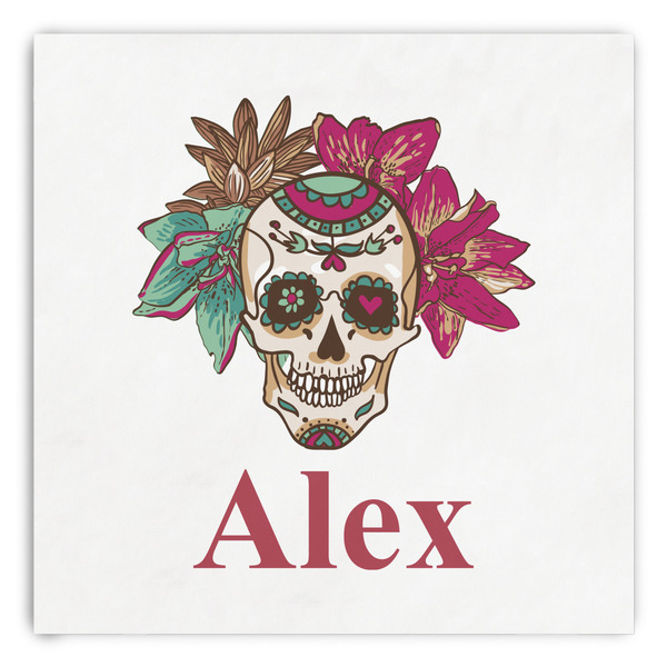 Custom Sugar Skulls & Flowers Paper Dinner Napkins (Personalized)