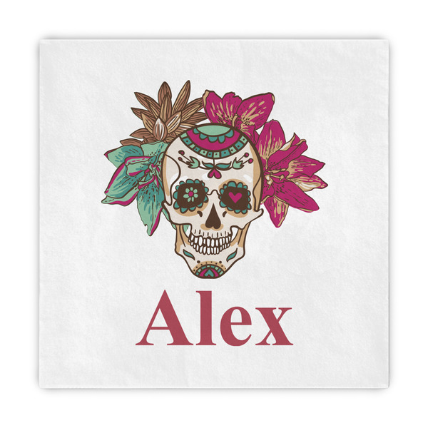 Custom Sugar Skulls & Flowers Standard Decorative Napkins (Personalized)