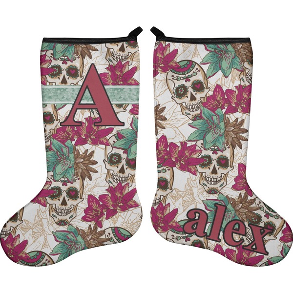 Sugar Skulls & Flowers Stocking - Double-Sided - Approval