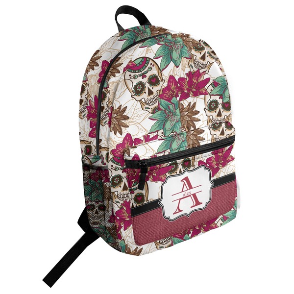 Custom Sugar Skulls & Flowers Student Backpack (Personalized)