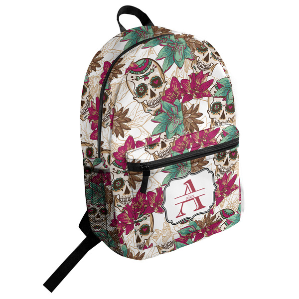 Custom Sugar Skulls & Flowers Student Backpack (Personalized)