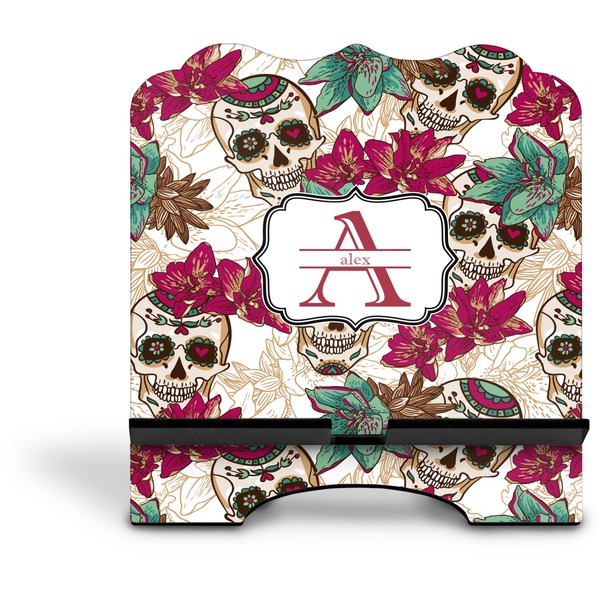 Sugar Skulls & Flowers Stylized Tablet Stand - Front without iPad