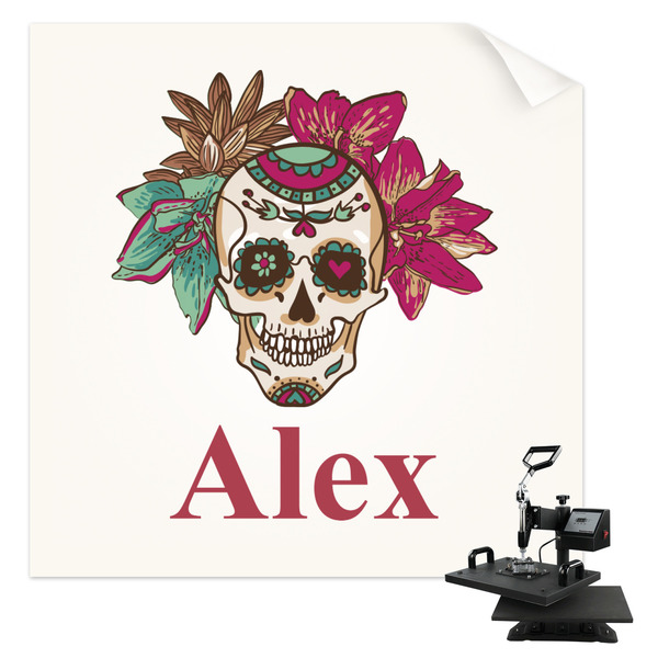 Custom Sugar Skulls & Flowers Sublimation Transfer - Shirt Back / Men (Personalized)