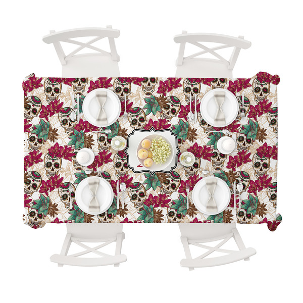 Sugar Skulls & Flowers Tablecloths (58"x102") - TOP VIEW
