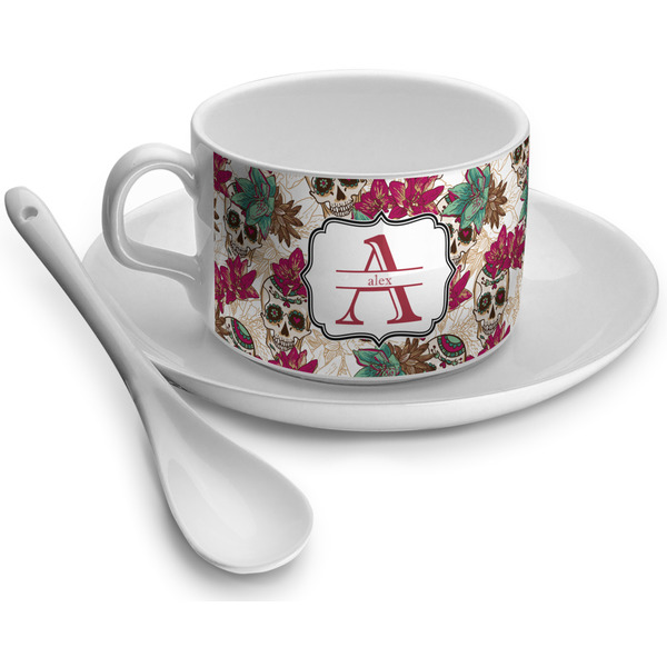 Custom Sugar Skulls & Flowers Tea Cup (Personalized)