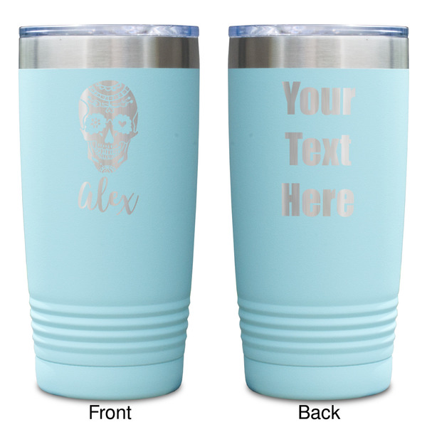 Sugar Skulls & Flowers Teal Polar Camel Tumbler - 20oz -Double Sided - Approval