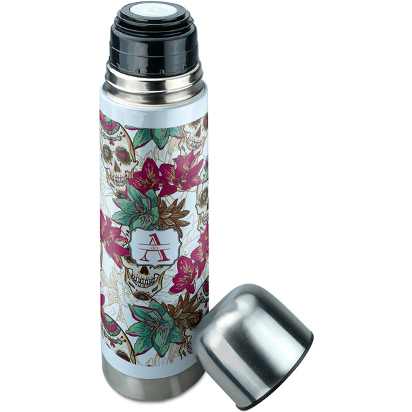 Sugar Skulls & Flowers Thermos - Lid Off