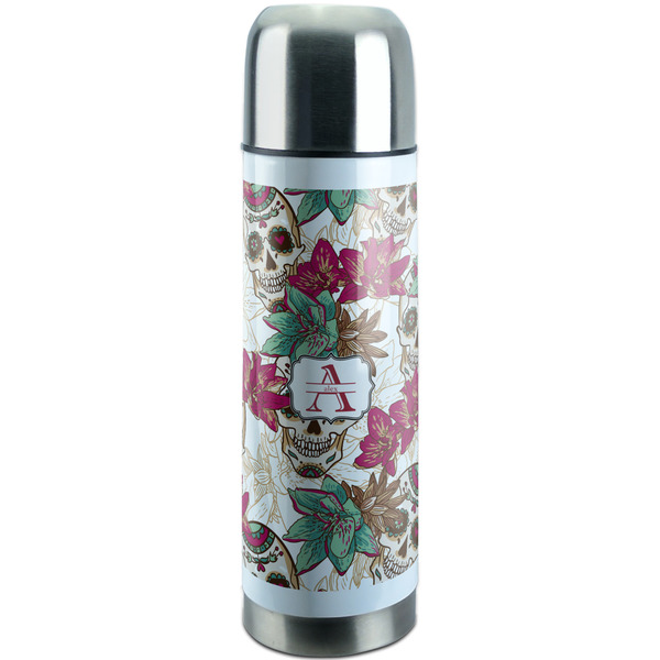 Custom Sugar Skulls & Flowers Stainless Steel Thermos (Personalized)