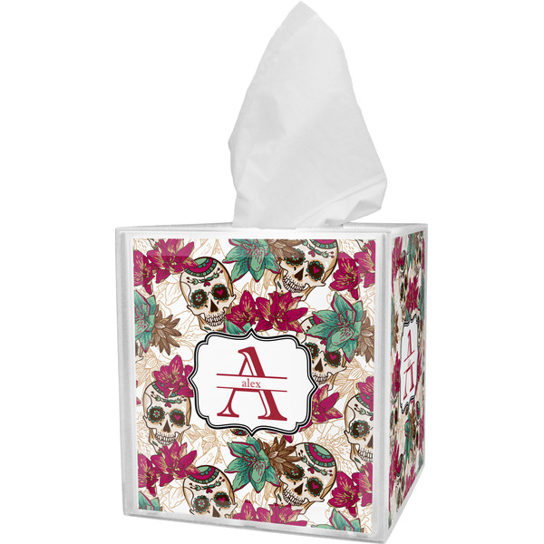 Custom Sugar Skulls & Flowers Tissue Box Cover (Personalized)