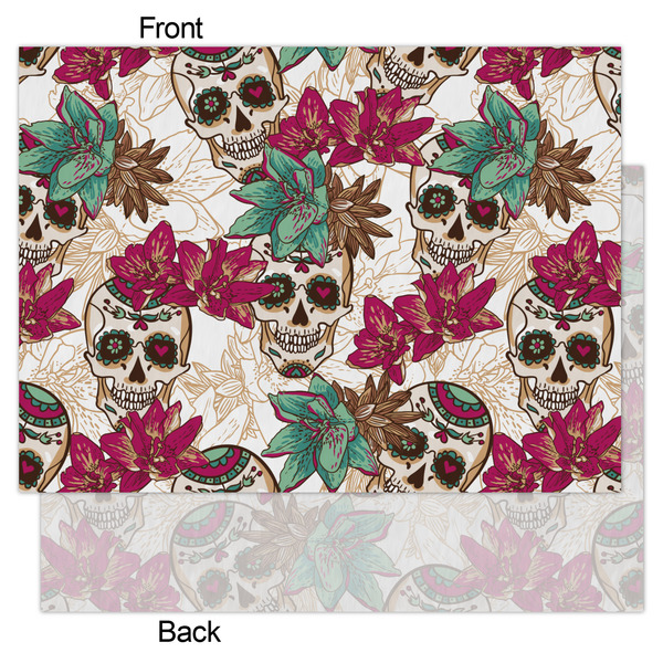 Sugar Skulls & Flowers Tissue Paper - Heavyweight - Large - Front & Back
