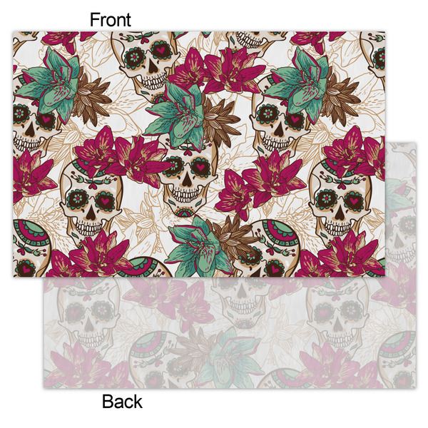Sugar Skulls & Flowers Tissue Paper - Heavyweight - Small - Front & Back