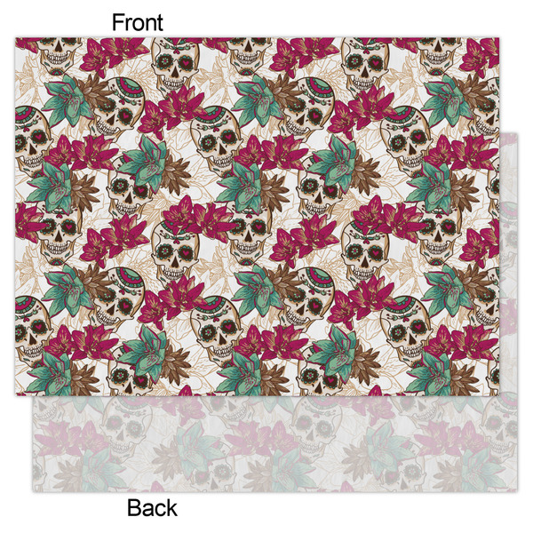 Sugar Skulls & Flowers Tissue Paper - Lightweight - Large - Front & Back