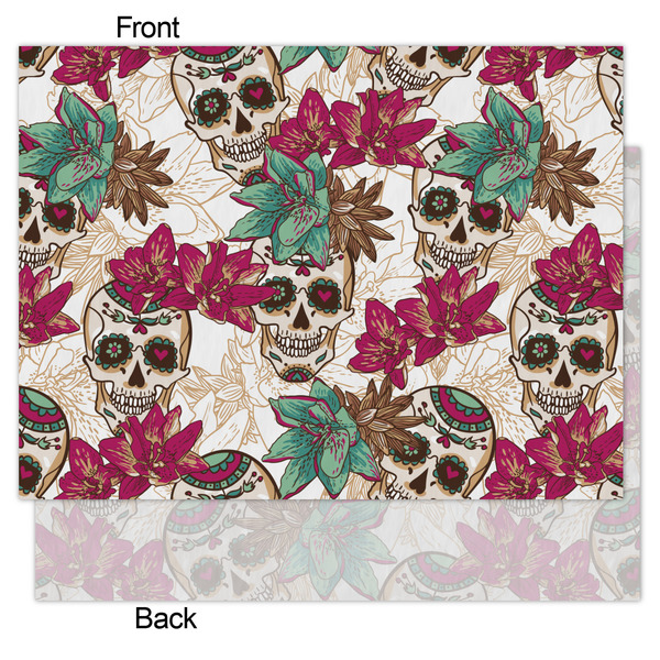 Sugar Skulls & Flowers Tissue Paper - Lightweight - Medium - Front & Back