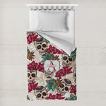 Sugar Skulls & Flowers Toddler Duvet Cover w/ Name and Initial