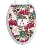 Sugar Skulls & Flowers Toilet Seat Decal - Elongated (Personalized)