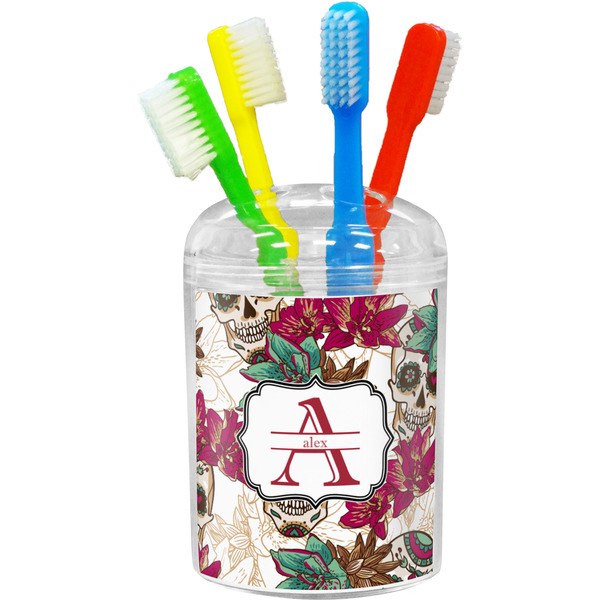 Custom Sugar Skulls & Flowers Toothbrush Holder (Personalized)