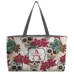 Sugar Skulls & Flowers Beach Totes Bag - w/ Black Handles (Personalized)