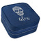 Sugar Skulls & Flowers Travel Jewelry Boxes - Leather - Navy Blue - Angled View