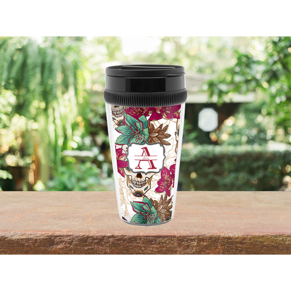 Sugar Skulls & Flowers Travel Mug Lifestyle (Personalized)