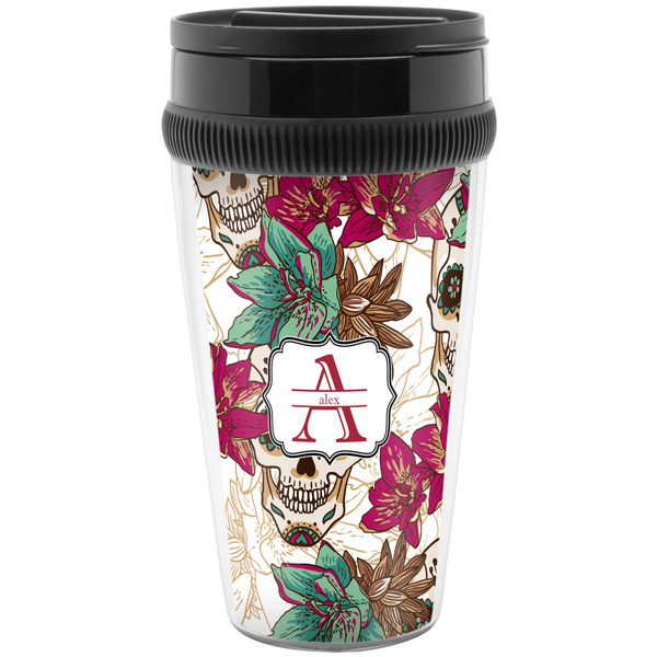 Custom Sugar Skulls & Flowers Acrylic Travel Mug without Handle (Personalized)