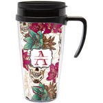 Sugar Skulls & Flowers Acrylic Travel Mug with Handle (Personalized)