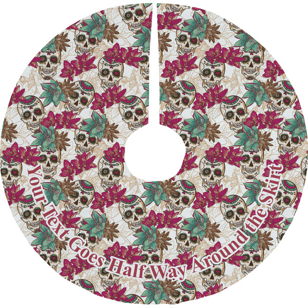 Custom Sugar Skulls & Flowers Tree Skirt (Personalized)