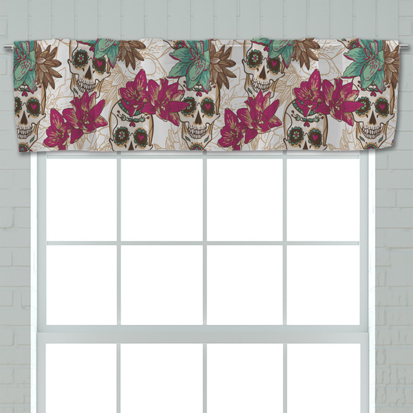 Sugar Skulls & Flowers Valance - Closeup on window